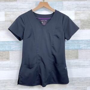 Healing Hands Purple Label Jordan Mock Wrap Scrub Top Black 2172 Womens XS
